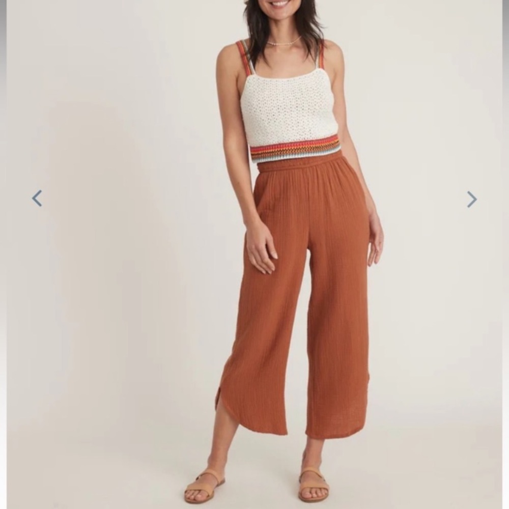 Marine Layer wide leg cotton gauze minimalist pants